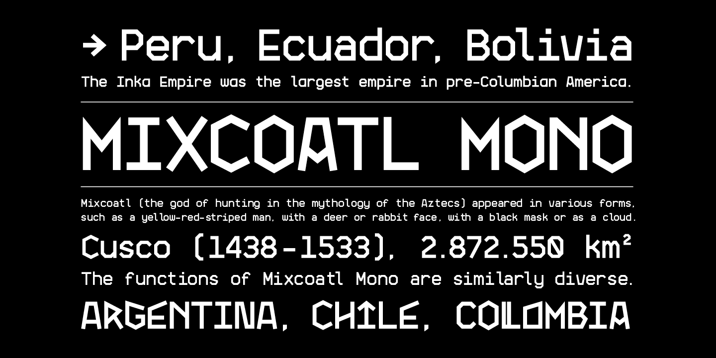 Mixcoatl Mono Regular Font preview